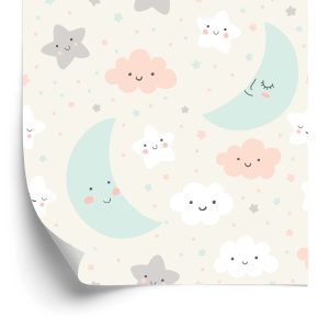 Tapete für Kinder - Wolken und Sterne