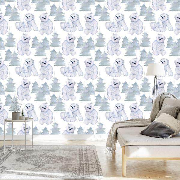 Behang Voor Kinderen - Schattige Beren - Aquarel - Afbeelding 3