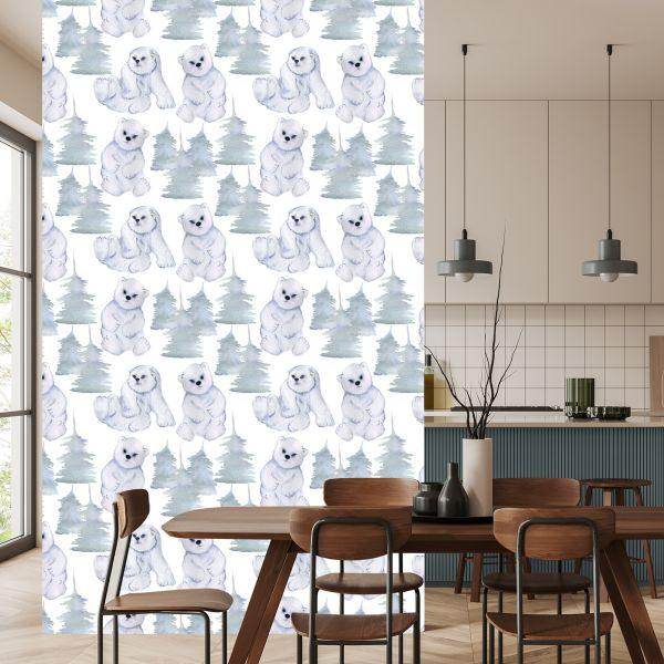 Behang Voor Kinderen - Schattige Beren - Aquarel - Afbeelding 4