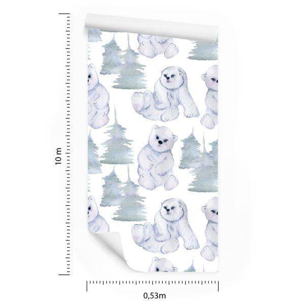 Behang Voor Kinderen - Schattige Beren - Aquarel - Afbeelding 8