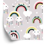 Behang Voor Kinderen - Vrolijke Kleurrijke Regenbogen En Wolken