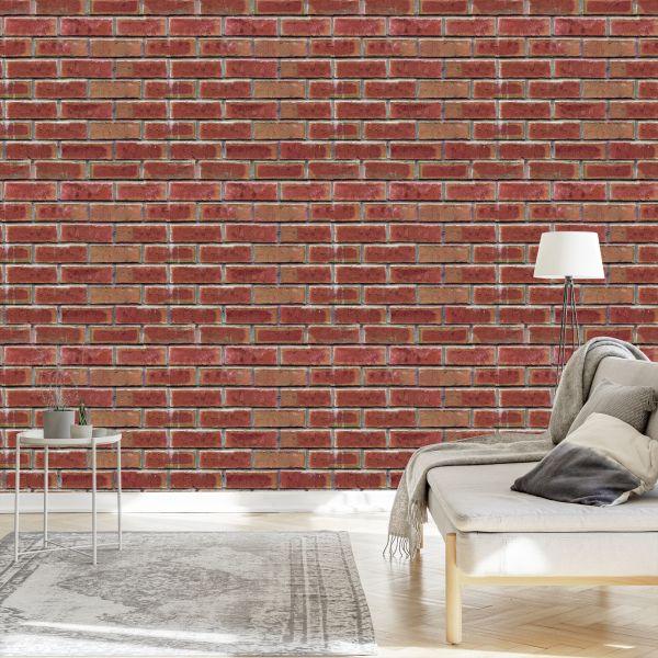 Behang Voor De Woonkamer Bakstenen Muur Bakstenen 3D-Effect - Afbeelding 3