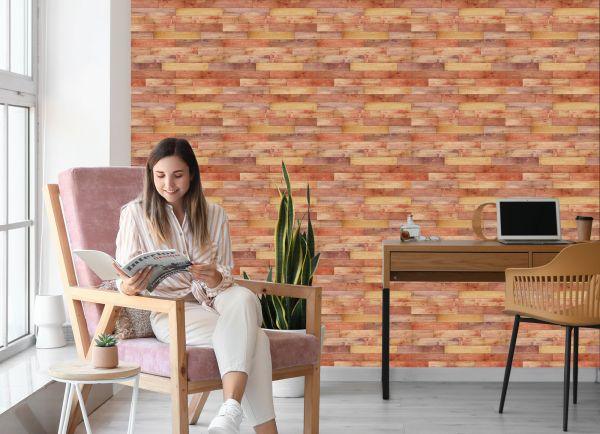 Behang Kleurrijke Horizontale Houten Planken - Afbeelding 7