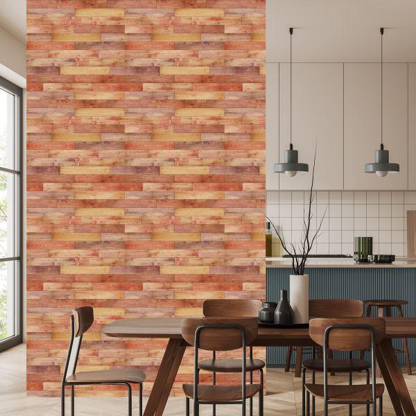 Behang Kleurrijke Horizontale Houten Planken - Afbeelding 4
