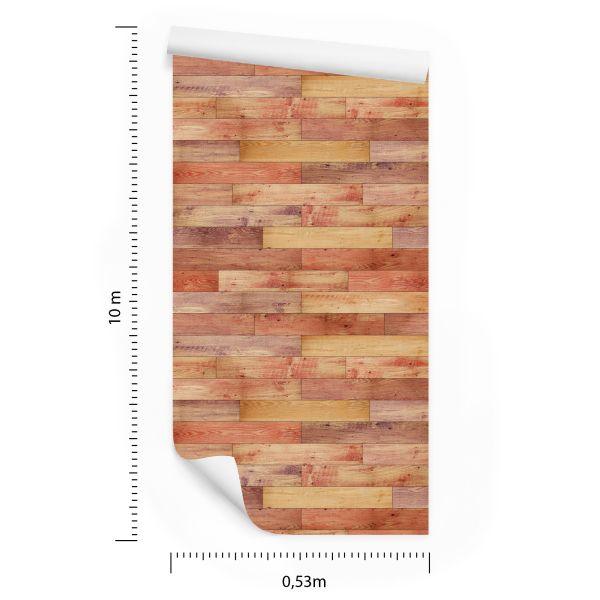 Behang Kleurrijke Horizontale Houten Planken - Afbeelding 8