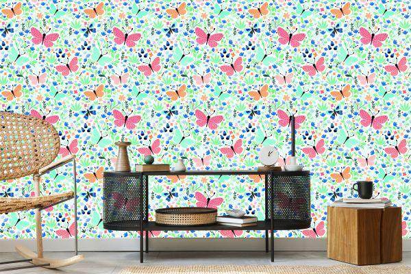 Behang Voor Kinderen - Vlinders En Bloemen - Afbeelding 5