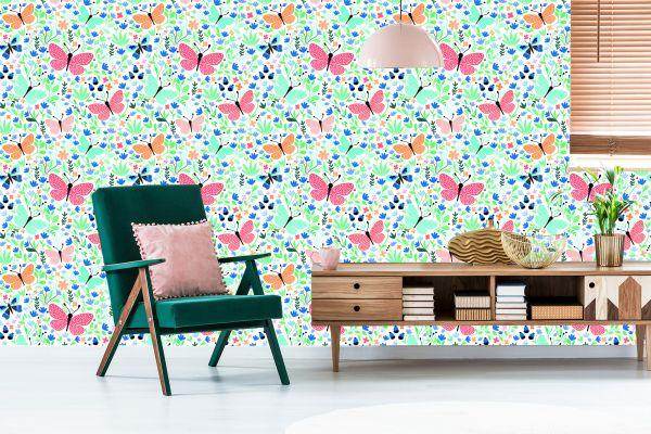 Behang Voor Kinderen - Vlinders En Bloemen - Afbeelding 6