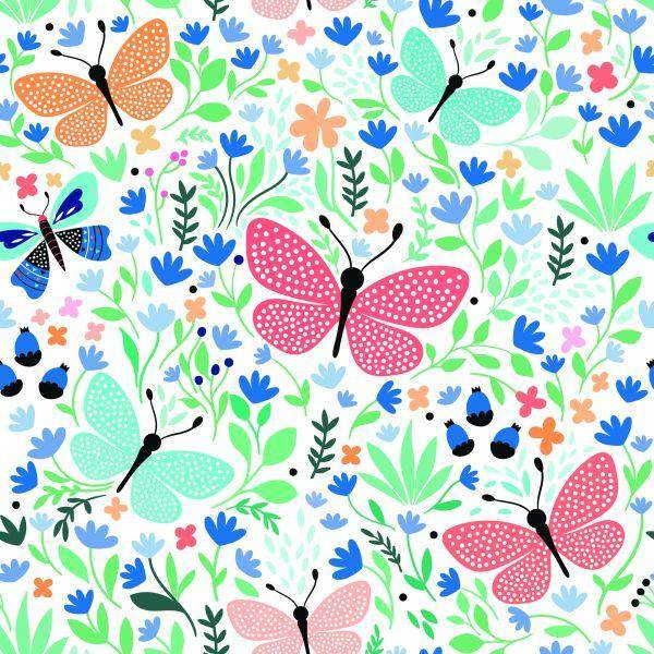 Behang Voor Kinderen - Vlinders En Bloemen - Afbeelding 2