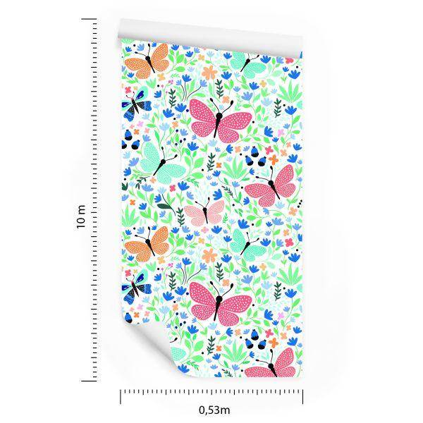 Behang Voor Kinderen - Vlinders En Bloemen - Afbeelding 8