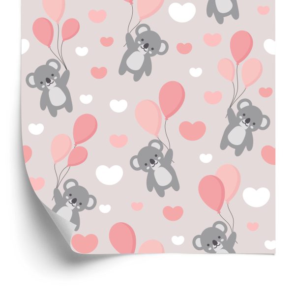 Behang Voor Kinderen - Koala's, Ballonnen En Harten