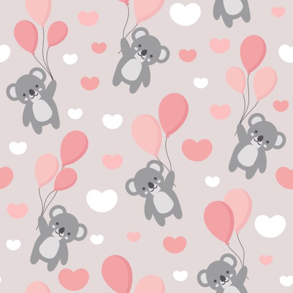Behang Voor Kinderen - Koala's, Ballonnen En Harten - Afbeelding 2