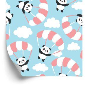 Behang Voor Kinderen - Vliegende Panda Tussen De Wolken