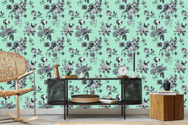Behang Stijlvolle Bloeiende Bloemen - Afbeelding 5