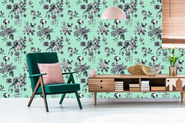 Behang Stijlvolle Bloeiende Bloemen - Afbeelding 6