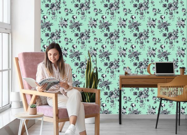 Behang Stijlvolle Bloeiende Bloemen - Afbeelding 7