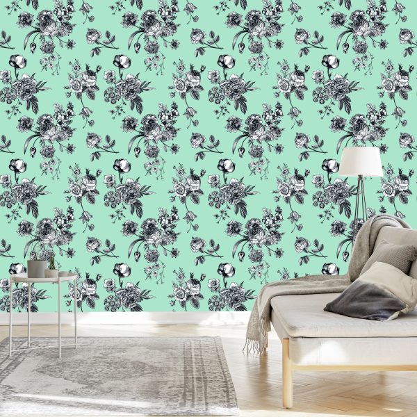 Behang Stijlvolle Bloeiende Bloemen - Afbeelding 3