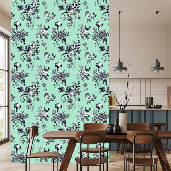 Behang Stijlvolle Bloeiende Bloemen - Afbeelding 4