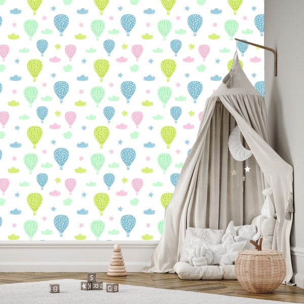 Behang Voor Kinderen - Kleurrijke Wolkballonnen - Afbeelding 3