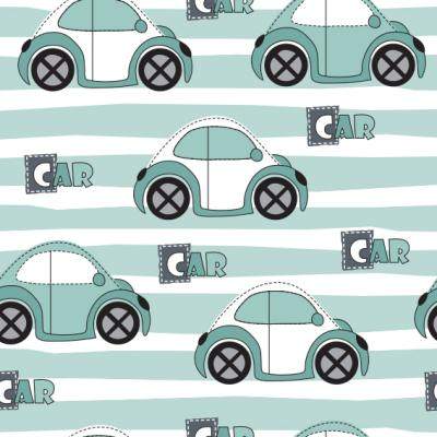Behang Voor Kinderen - Speelgoedauto's In Pastelkleuren - Afbeelding 2