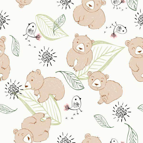 Behang Voor Kinderen - Schattige Teddyberen En Vogels - Afbeelding 2