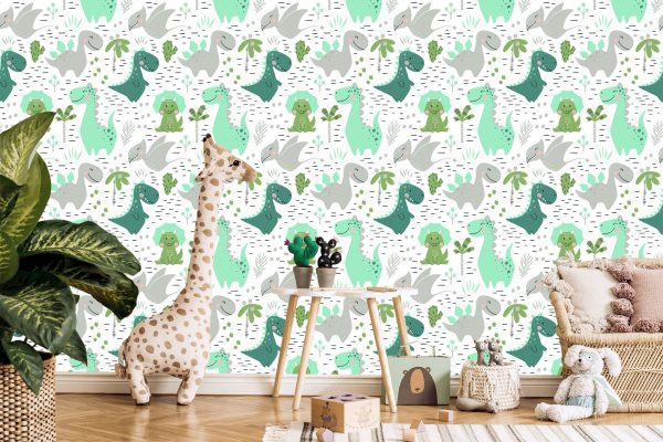 Behang Voor Kinderen - Leuke Dinosaurussen - Afbeelding 5