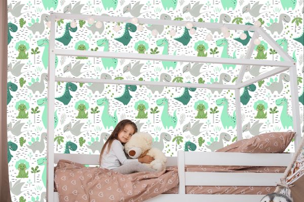 Behang Voor Kinderen - Leuke Dinosaurussen - Afbeelding 7