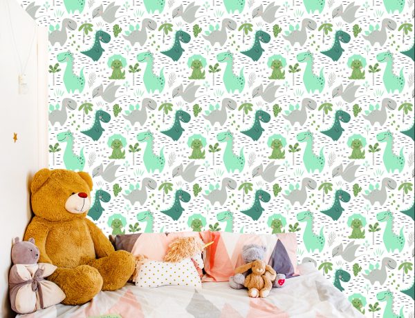 Behang Voor Kinderen - Leuke Dinosaurussen - Afbeelding 6