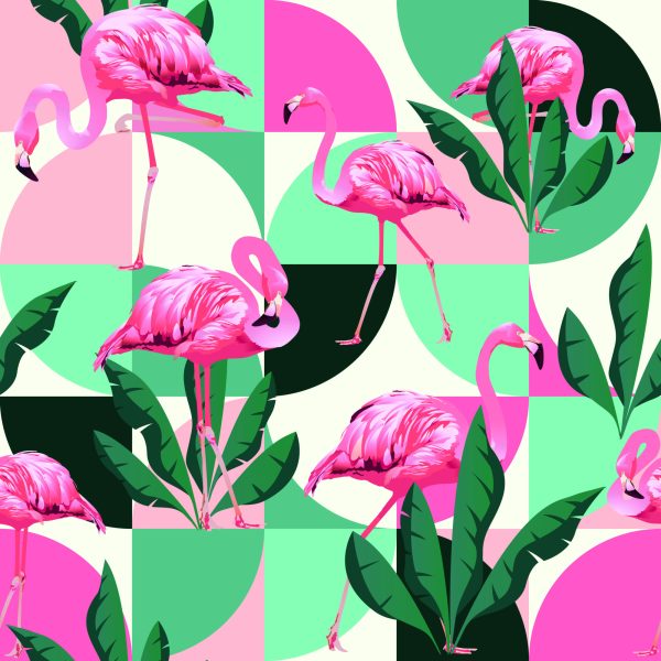 Behang Modieuze Roze Flamingo's En Bladeren - Afbeelding 2