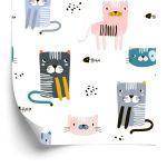 Behang Voor Kinderen Kleurrijke Grappige Kittens Sprookje 3D