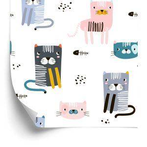Behang Voor Kinderen Kleurrijke Grappige Kittens Sprookje 3D