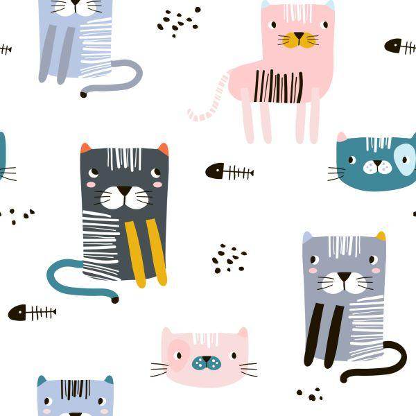 Behang Voor Kinderen Kleurrijke Grappige Kittens Sprookje 3D - Afbeelding 2