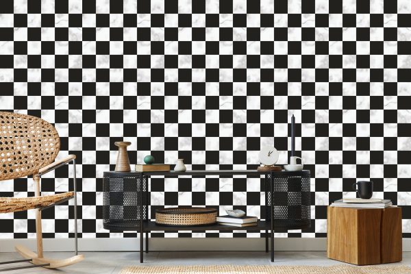 Behang Luxe Zwart-Wit Rooster In Marmerpatroon - Afbeelding 5