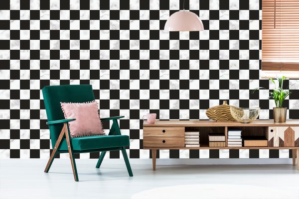 Behang Luxe Zwart-Wit Rooster In Marmerpatroon - Afbeelding 6