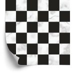 Behang Luxe Zwart-Wit Rooster In Marmerpatroon