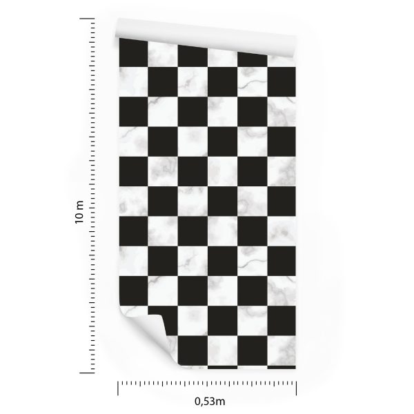 Behang Luxe Zwart-Wit Rooster In Marmerpatroon - Afbeelding 8