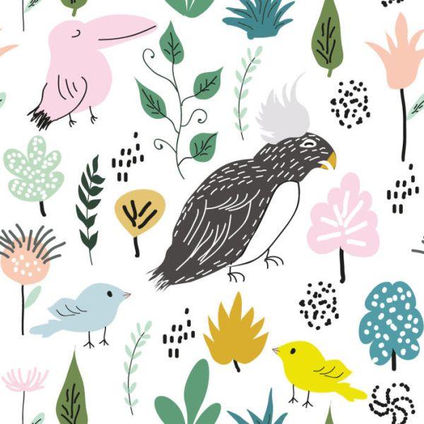 Behang Voor Kinderen - Kleurrijke Vogels In De Jungle - Afbeelding 2