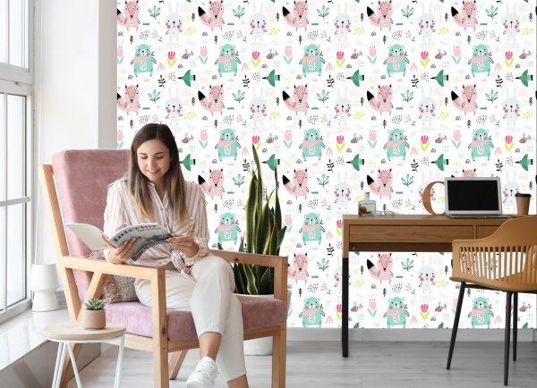 Behang Voor Kinderen - Leuke Bosdieren - Afbeelding 7