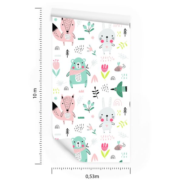 Behang Voor Kinderen - Leuke Bosdieren - Afbeelding 8
