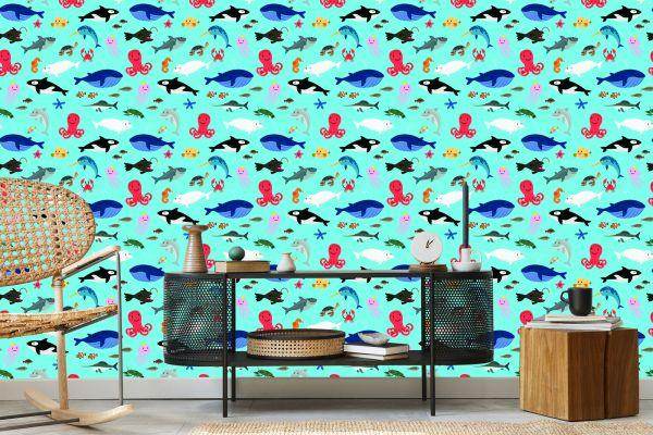Behang Voor Kinderen - Blije Zeedieren - Afbeelding 5