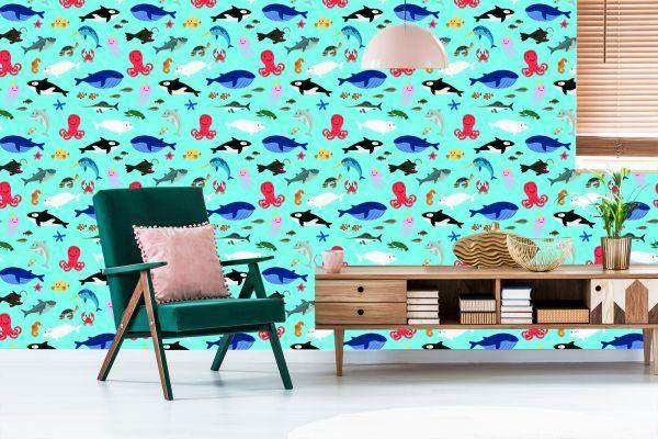 Behang Voor Kinderen - Blije Zeedieren - Afbeelding 6