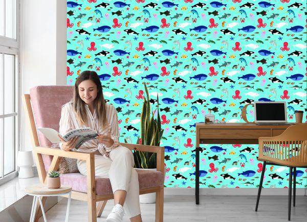 Behang Voor Kinderen - Blije Zeedieren - Afbeelding 7
