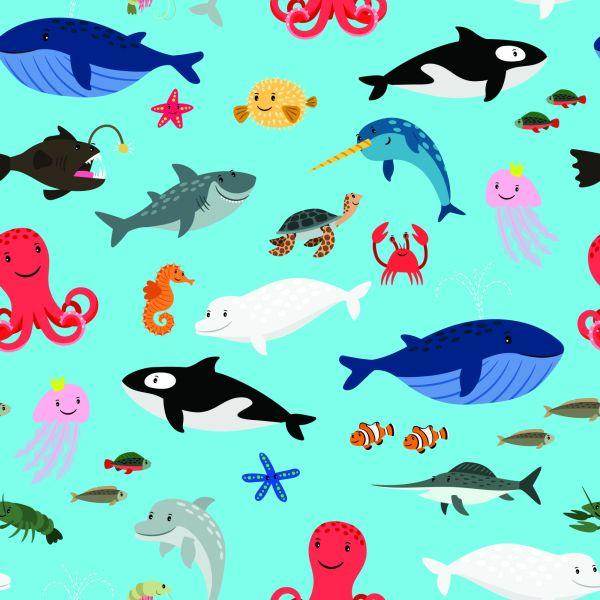 Behang Voor Kinderen - Blije Zeedieren - Afbeelding 2