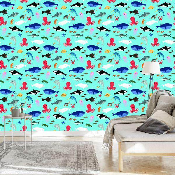 Behang Voor Kinderen - Blije Zeedieren - Afbeelding 3