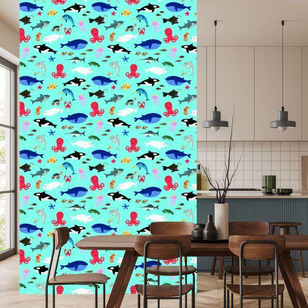 Behang Voor Kinderen - Blije Zeedieren - Afbeelding 4