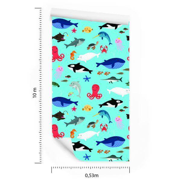 Behang Voor Kinderen - Blije Zeedieren - Afbeelding 8