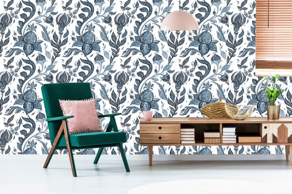 Behang Abstracte Bloemen Geschilderd Met Waterverf - Afbeelding 6
