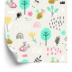 Behang Voor Kinderen - Bijen En Planten In Scandinavische Stijl