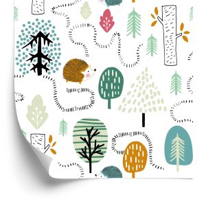 Behang Voor Kinderen - Een Kleurrijk Bos In Scandinavische Stijl