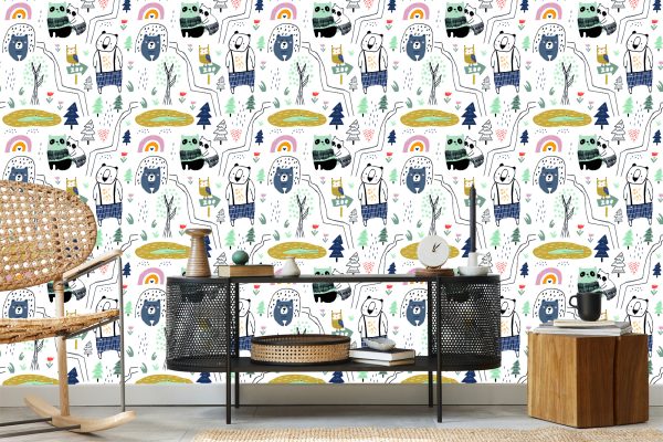 Behang Voor Kinderen - Wilde Dieren - Scandinavische Stijl - Afbeelding 5
