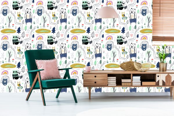Behang Voor Kinderen - Wilde Dieren - Scandinavische Stijl - Afbeelding 6